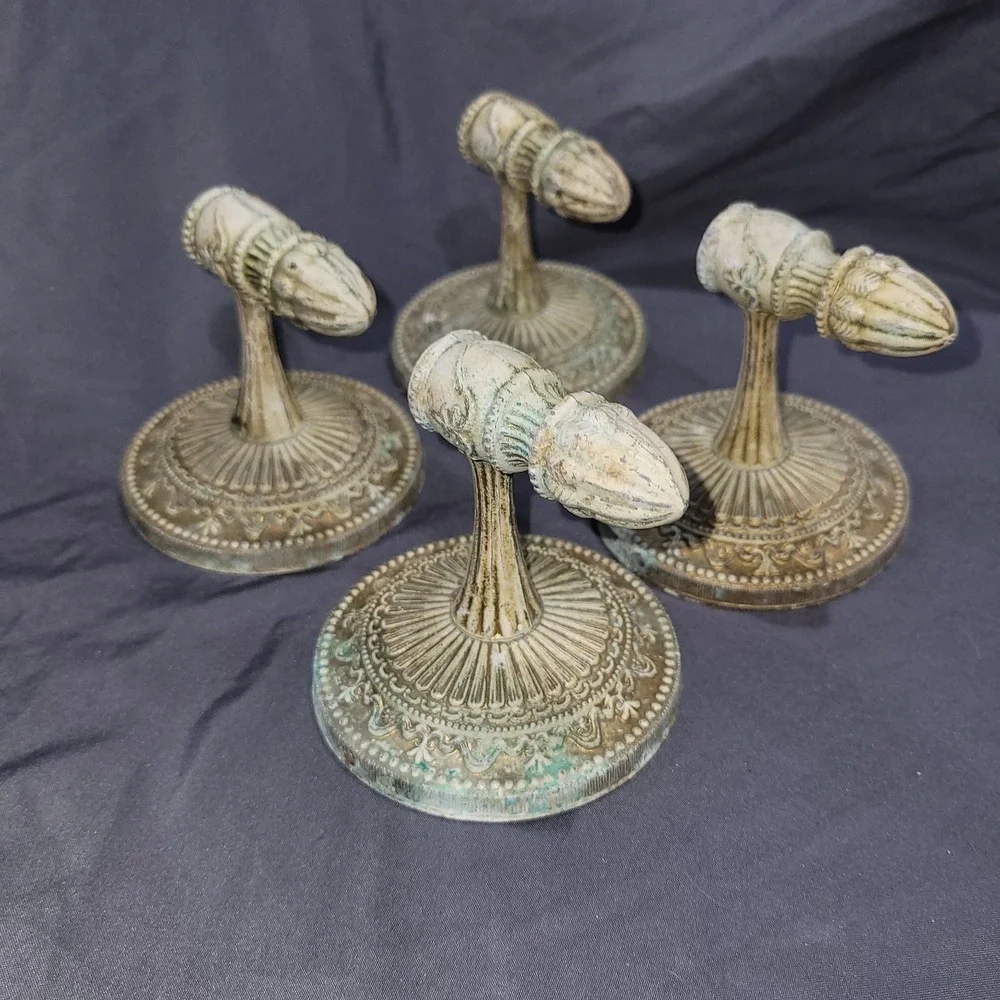 Vintage Melard Renaissance Antique White Metal Towel Holder Brackets USA Made